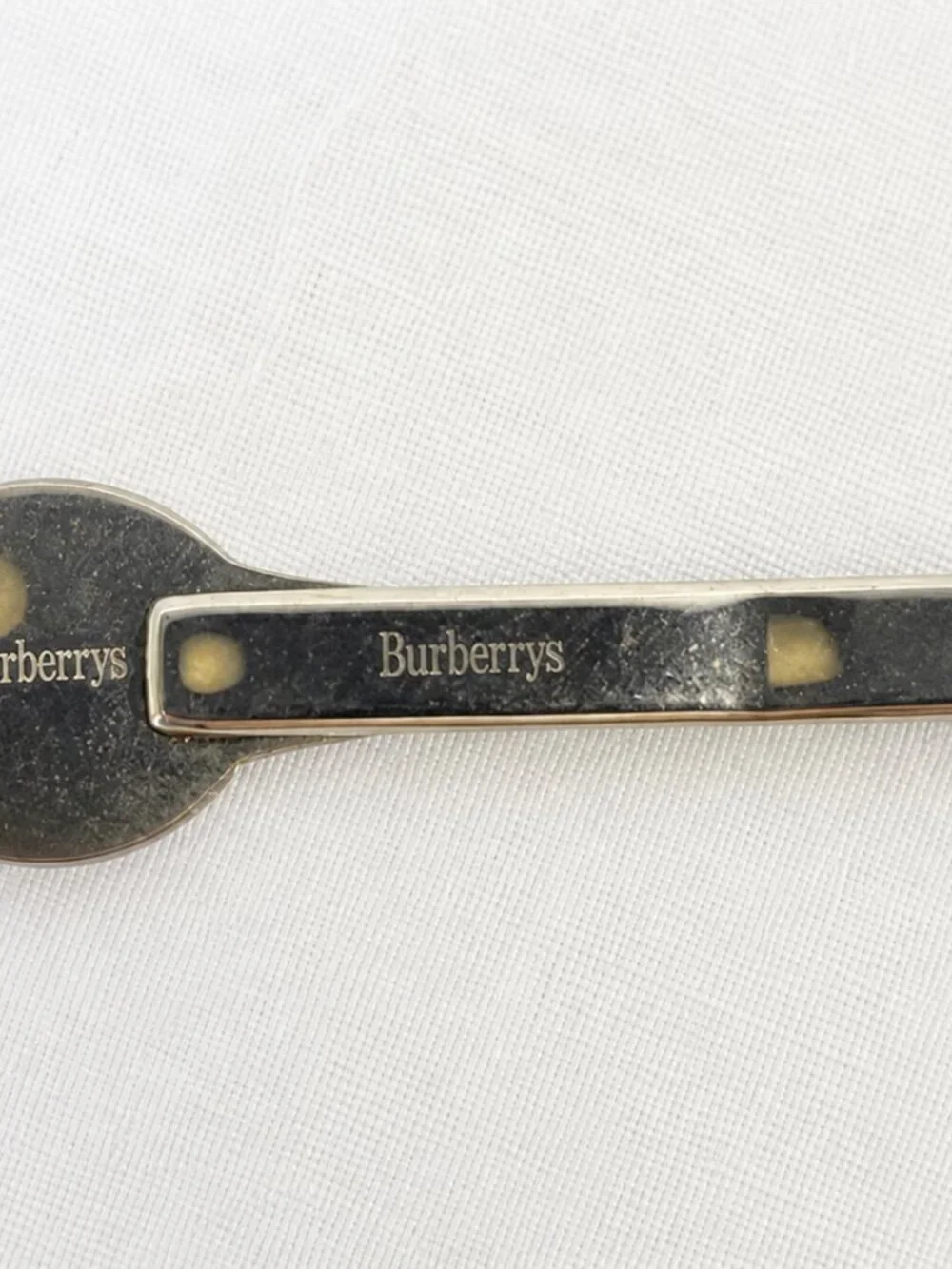 Burberrys Gold Tone Tie Bar Blue Enamel Equestrian Medallion